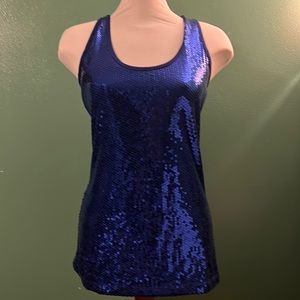 Blue sequined tank top
